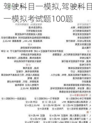 驾驶科目一模拟,驾驶科目一模拟考试题100题