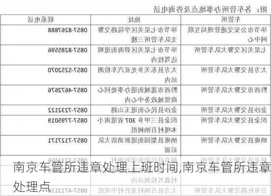 南京车管所违章处理上班时间,南京车管所违章处理点