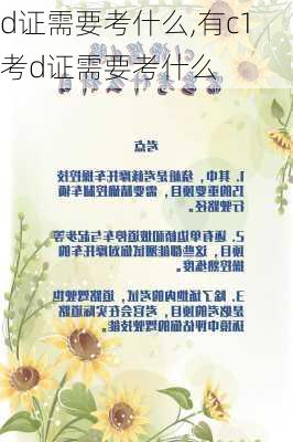d证需要考什么,有c1考d证需要考什么