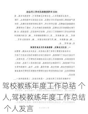 驾校教练年度工作总结 个人,驾校教练年度工作总结 个人发言