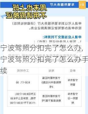 宁波驾照分扣完了怎么办,宁波驾照分扣完了怎么办手续