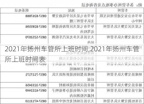 2021年扬州车管所上班时间,2021年扬州车管所上班时间表