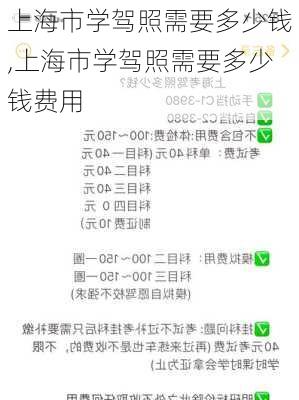 上海市学驾照需要多少钱,上海市学驾照需要多少钱费用