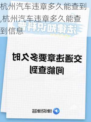 杭州汽车违章多久能查到,杭州汽车违章多久能查到信息