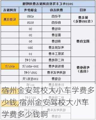 宿州金安驾校大小车学费多少钱,宿州金安驾校大小车学费多少钱啊
