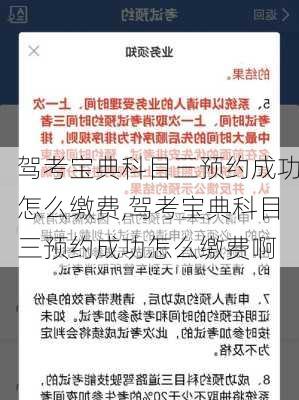 驾考宝典科目三预约成功怎么缴费,驾考宝典科目三预约成功怎么缴费啊