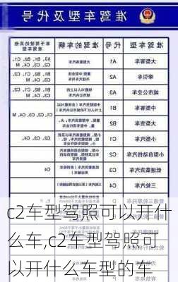 c2车型驾照可以开什么车,c2车型驾照可以开什么车型的车