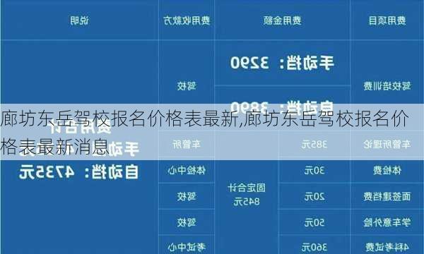 廊坊东岳驾校报名价格表最新,廊坊东岳驾校报名价格表最新消息