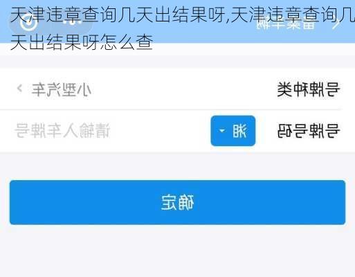 天津违章查询几天出结果呀,天津违章查询几天出结果呀怎么查