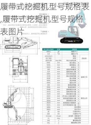 履带式挖掘机型号规格表,履带式挖掘机型号规格表图片