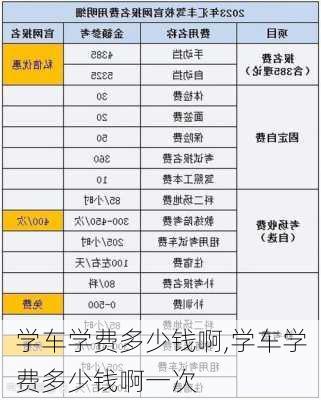 学车学费多少钱啊,学车学费多少钱啊一次